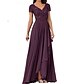 preiswerte Bodenlänge-A-Linie Mutter der Braut Kleid Elegantes Einfaches V-Ausschnitt Bodenlanges Chiffon Kurzarm mit einfarbiger Farbe
