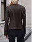 ieftine jachete casual-Pentru femei Δερμάτινα μπουφάν Sacou Comfortabil Respirabil Fermoar Casual Simplu Vacanță Stradă Casual Purtare Zilnică Fermoar Scurt Crewneck Fit regulat Manșon Lung Îmbrăcăminte exterioară Negru