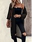 abordables Manteaux &amp; trenchs-Femmes Veste Décontractée Respirant Confortable Découpé Occasionnel Uni Vacances Rue Occasionnel Tenue quotidienne Ouvert devant Long Sans Col Coupe régulière Manche 3/4 Vêtements d&#039;extérieur Noir