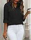 voordelige Overhemden-Dames Katoenen linnen overhemden Effen Kleur Elegant Stijlvol Basic Lange mouw Overhemdkraag Normale tops Dagelijks Knop Zak Zwart Wit Blozend Roze blauw Zomer