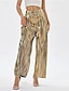 abordables pantalones de fiesta para mujer-Mujer Pantalones Pantalones palazzo Moda Ropa de calle Longitud total Alta cintura Plano Cintura elástica Transpirabilidad Cómodo Microelástico Fiesta Noche Plata Negro Dorado Primavera Otoño Ajuste