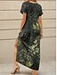 preiswerte Blumenkleider-Damen Maxikleid Strickkleid Freizeitkleid Sommerkleid A Linie Kleid Elegant Urlaub Lässig Strand Normale Passform Blumen Grafik Blatt Kurzarm V Ausschnitt Rote Blau Purpur Grün Sommer Frühling