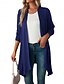 voordelige Jassen &amp; Trenchcoats-Dames Vrijetijdsjas Ademend Comfortabel Extra groot Casual Effen Vakantie Straat Casual Alledaagse kleding Open voorzijde Lang Zonder Kraag Normale pasvorm 3/4 mouw bovenkleding Wit Blozend Roze Wijn