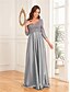 billige Semi-formel / Cocktail-A-Linje quinceanera kjoler elegant kjole formel bryllup gulvlængde langærmet V-hals satin med folder