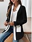 baratos Casacos &amp; Casacos de Trench-Mulheres Jaqueta casual Confortável Respirável Bolsos Botões Casual Tecido Férias Rua Casual Roupa Diária Não Trespassado Padrão Colarinho Chinês Normal Manga Longa agasalhos Preto Branco Primavera