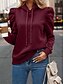 preiswerte Einfache Oberteile-Damen Kapuzenpullover Einfach Lässig Langarm Mit Kapuze Normale Oberteile Straße Alltagskleidung Schwarz Rosa Wein Blau Beige Herbst Winter