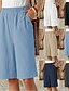 abordables Bermudas-Mujer Chinos Pantalón corto Moda Ropa de calle Básico Longitud de la rodilla Alta cintura Plano Bolsillo Cintura elástica Confortable Suave Cómodo Microelástico Exterior Calle Gris oscuro Azul
