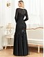 voordelige BLAUW-Zeemeermin  Trompet Quinceañera Jurken Elegante Jurk Formele Bruiloft Vloerlengte Lange Mouw Crew Neck Polyester met Pailletten