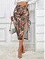 preiswerte Grafische Röcke-Damen Rock Figurbetont Mode Lässig Midi Hohe Taille Röcke Leopard Blumenmuster Druck Mikroelastisch Party Straße Khaki Sommer Polyester