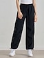 ieftine pantaloni cargo de damă-Pentru femei Pantaloni Cargo Pantaloni Modă Șic Stradă Lungime totală Natural Mată Buzunar Talie elastică Comfortabil Micro-elastic Sporturi &amp; Exterior Purtare Zilnică Negru Bleumarin Bej Primăvar