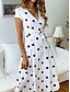 abordables Robes Rayés et Géométriques-Femmes Robe Midi Robe trapèze Occasionnel Extérieur Sortir Coupe Standard À pois Manche Courte Col en V Blanche Vin bleu marine Été Printemps