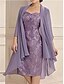 economico Set di abiti per la mamma-Set di Abiti Due Pezzi Abito Madre della Sposa Elegante Semplice Scollo a Cuore Lunghezza Ginocchio Manica 3/4 con Colore Solido