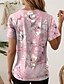 お買い得  フローラルTシャツ-女性用 Tシャツ フラワー カジュアル 半袖 ラウンドネック レギュラートップス 日常 プリント ホワイト イエロー ピンク パープル グリーン 夏