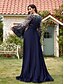 economico BLU-Abito Quinceanera A-Line Abito Elegante Abito Matrimonio Lunghezza Pavimento Manica Mezza Scollo a V Poliestere con Fessura