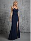 economico Abiti da damigella-Abiti da Quinceanera Sirena  Tromba Abito Elegante Formale Matrimonio Lunghezza Pavimento Senza Maniche Spaghetti Seta Senza Schiena con Fessura Arricciata
