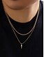 cheap Men&#039;s Jewelry-Men&#039;s Gold Plated Double Layer Pendant Necklace – Minimalist Cuban Chain and Bullet Charm Jewelry for Streetwear, Parties and Daily Outfits