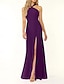 cheap Bridesmaid Dresses-Mermaid / Trumpet Bridesmaid Dress Halter Neck Sleeveless Elegant Floor Length Chiffon with Split Front