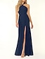 cheap Bridesmaid Dresses-Mermaid / Trumpet Bridesmaid Dress Halter Neck Sleeveless Elegant Floor Length Chiffon with Split Front