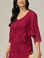 preiswerte Jacken-Damen Schultertücher Einfarbig Blumen Grafik Elegant Stilvoll Basic Dreiviertelarm Asymmetrisch Crop Tops Hochzeitsgast Strandhochzeit Pailletten Patchwork Rote Sommer Frühling Herbst