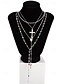 abordables Collier pour femme-Collier pendentif croix multicouche en or et argent pour femme avec perles multicolores - bijoux religieux à la mode pour un usage quotidien, des sorties décontractées et des occasions spéciales