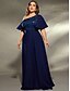 cheap Semi-formal / Cocktail-A-Line Evening Gown Elegant Dress Formal Wedding Floor Length Short Sleeve One Shoulder Satin with Pleats