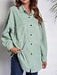 abordables chaquetas casuales-Mujer Camisa Plano Diario Elegante Básico Manga Larga Cuello Camisero Tops regulares Trabajo Diario Festivos Botones Verde Trébol Primavera Otoño