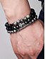 cheap Men&#039;s Jewelry-Men&#039;s Obsidian Beaded Cross Bracelet Set - Multi-layered matte obsidian and metal beads with grey gemstone decoration, Stretch design, Bohemian style, Ssuitable for daily wear or casual outing