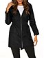 abordables Abrigos &amp; Trench-Mujer Chaqueta con capucha Cómodo Transpirable Cremallera Bolsillo Casual Plano Exterior Vacaciones Calle Ropa Cotidiana Cremallera Regular Con Capucha Ajuste regular Manga Larga Ropa de calle Negro