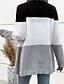 billige Cardigans og overtøj-Dame Bluse Cardigan Afslappet Farveblok Rillet V-hals Patchwork Strikket Langærmet Almindelige toppe Strikke udendørs Hjem Daglig Sort Efterår
