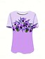 levne Tričko se zvířaty-Dámské Tričko Květinový Grafika Vinobraní stylové Klasické Krátký rukáv Tričkový Kulatý Běžné topy Denní Víkend Tisk Bílá Vodní modrá Fialová Trávová zelená Béžová Léto Jaro