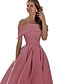 baratos Vestidos de Cocktail-Vestidos de Coquetel em A Vestido Elegante Casamento Formal Comprimento do Chá Sem Mangas Ombro a Descoberto Satim Costas Núas com Pregas