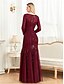 voordelige BLAUW-Zeemeermin  Trompet Quinceañera Jurken Elegante Jurk Formele Bruiloft Vloerlengte Lange Mouw Crew Neck Polyester met Pailletten