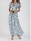 abordables Robes fleuries-Femmes Robe maxi Robe trapèze Vacances Occasionnel Boho Extérieur Sortir Coupe Standard Fleuri Manche Courte Col en V Bleu Ciel Bleu Fuchsia Vert Été