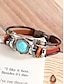 billige Menns smykker-Armbånd i turkis lær for menn med hodeskalle og metalldetaljer, bohemsk western-stil, perfekt for både hverdagsbruk og fritidsbruk