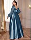 ieftine verde-Rochii Plus Size A-Line Elegantă Rochie de Curbe Formală Nuntă Lungime Pământ Mâneci Lungi Gât în V Poliester cu Pliseuri