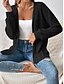 abordables Abrigos &amp; Trench-Mujer Chaqueta casual Transpirable Cómodo De Gran Tamaño Casual Plano Vacaciones Calle Casual Ropa Cotidiana Frente Abierto Regular Sin Cuello Ajuste regular Manga Larga Ropa de calle Negro Verano