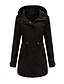 levne Trench Coaty-Dámské Trenčkot Zahřívací Pohodlné Zip Kapsy Módní Venkovní Bez vzoru Jdeme ven Víkend Zip Standardní Kapuce Běžný Dlouhý rukáv Svrchní oděvy Černá Bílá Armádní zelená Podzim Zima