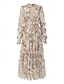 abordables Semi-formel / Cocktail-Robes de mariage invitée A-Ligne Mariage Plage Fête Cocktail Fête de jardin Longueur cheville Manches demi Col bijou Champagne Robe Mère de la mariée Tulle avec broderie  Robe à impressionner