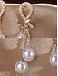 baratos Brinco Feminino-Brincos de pérolas artificiais femininas com design em forma de lágrima e strass, elegante estilo dourado pendurado, adequados para deslocamento diário, escritório, casamento, festa e noite