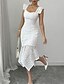 preiswerte Weiße Spitzenkleider-Damen Midikleid Weißes Kleid Spitzenkleid Mode Modern Outdoor Urlaub Ferien Normale Passform Einfach Ärmellos V Ausschnitt Weiß Sommer