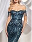 voordelige Formeel / Black Tie-Zeemeermin  Trompet Quinceañera Jurken Elegante Jurk Formele Bruiloft Vloerlengte Mouwloos Spaghetti Band Polyester met Beading Sequins