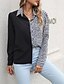 voordelige Dames Strepen &amp; Geometrische Tops-Dames Overhemd Ruitjes Dagelijks Stijlvol Basic Lange mouw Overhemdkraag Normale tops Werk Dagelijks Feestdagen Knop Zwart Grijs Lente Herfst