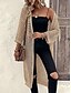 abordables Manteaux &amp; trenchs-Femmes Veste Décontractée Respirant Confortable Découpé Occasionnel Uni Vacances Rue Occasionnel Tenue quotidienne Ouvert devant Long Sans Col Coupe régulière Manche 3/4 Vêtements d&#039;extérieur Noir