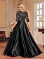 billige SVART-A-Line Quinceanera Kjoler Elegant Kjole Formell Bryllup Gulv Lengde Lang Erme V Utringning Polyester med Paljetter