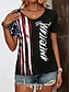 voordelige Onafhankelijkheidsdag Top-Onafhankelijkheidsdag Patriottische Dames T-Shirt Vlag Vlag Nationale Vlag Stijlvol Casual Rood Wit En Blauw Korte Mouwen V Nek Reguliere Tops Dagelijks Print Blauw Zomer Lente