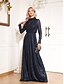 baratos Formal / Black Tie-Vestido de Festa Mermaid  Trompete Elegante Vestido Formal de Casamento Comprimento do Chão Manga Longa Gola Alta Gola Mock com Drapeado