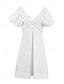 preiswerte Weiße Freizeitkleider-Damen Minikleid Weißes Kleid Mode Modern Puffärmel Urlaub Ausgehen Wochenende Normale Passform Einfach Kurzarm V Ausschnitt Weiß Sommer