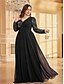 voordelige BLAUW-A-Lijn Plus Size Jurken Elegante Curvy Jurk Formele Bruiloft Vloerlengte Lange Mouw V-Hals Chiffon met Sequin
