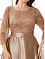 economico Semi-formale / Cocktail-Abito da Sera A-Line Elegante Abito Formale Matrimonio Lunghezza Pavimento Manica 3/4 Collo a Girocollo Seta con Pieghe