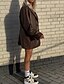 お買い得  ブレザーとスーツ-女性用 ブレザー 保温 快適 ポケット ボタン ファッション 近代の 平織り お出かけ 週末 シングルブレスト レギュラー 折襟 レギュラー 長袖 アウターウェア ブラック ルビーレッド ブラウン 秋 冬